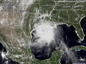 Hurricane Ike before it hits the Texas Coast